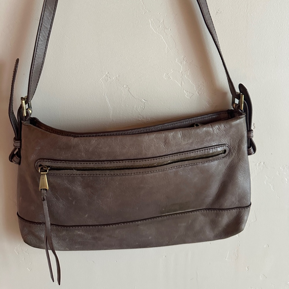 HOBO Grey Leather Shoulder Bag